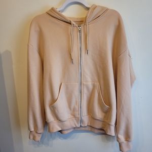 SHEIN women's soft, warm hooded, sweater lite peach/tan color, medium